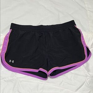 Under Armour Women's Black Shorts with Purple Trim